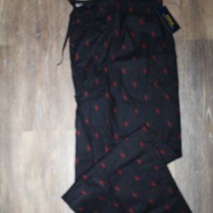 NWT POLO RALPH LAUREN MEN'S BIG TALL LOGO‎ PAJAMA PANTS BLACK RED